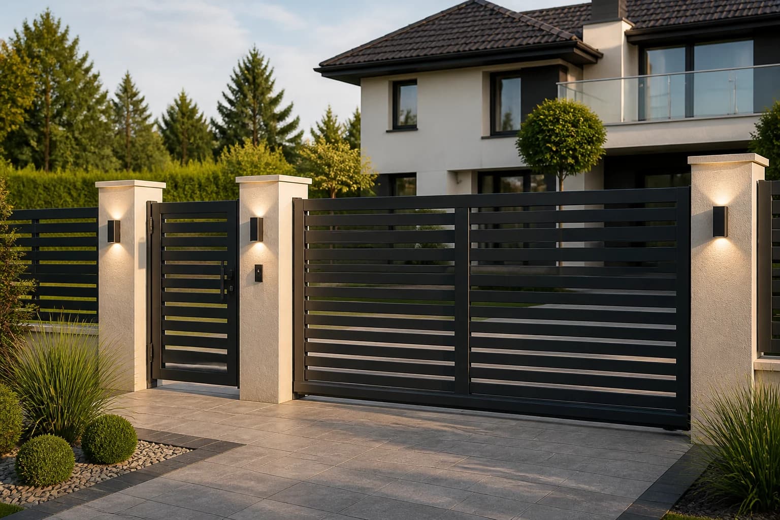 Zaun, Tor und Pforte in einem Design